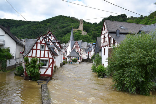 Huge flooding of the Elz River, in the municipality of Monreal, in Germany, in 2021