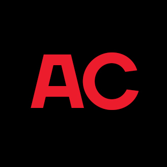 University tech hub logo with red letters 'AC' on a black background.