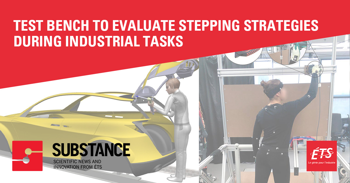 Banc d'essai pour évaluer les stratégies de pas dans les tâches industrielles.