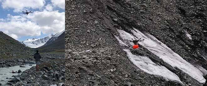 Drone measuring underground ice