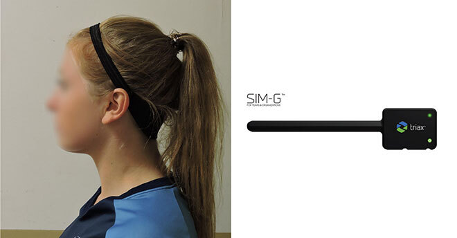 Female player wearing the SIM-G headband