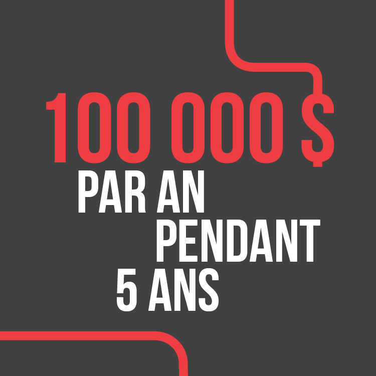 Financement de 100 000 $ par an sur 5 ans.