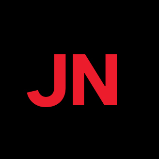 Logo rouge et noir avec les lettres 'JN'. Simple et moderne pour une identité visuelle épurée.