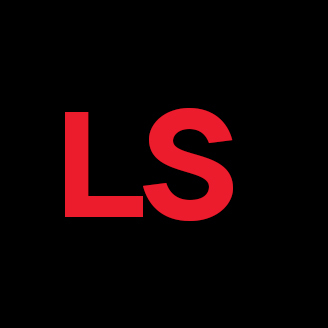 Logo with the letters 'L' and 'S', featuring a striking red on a black background.