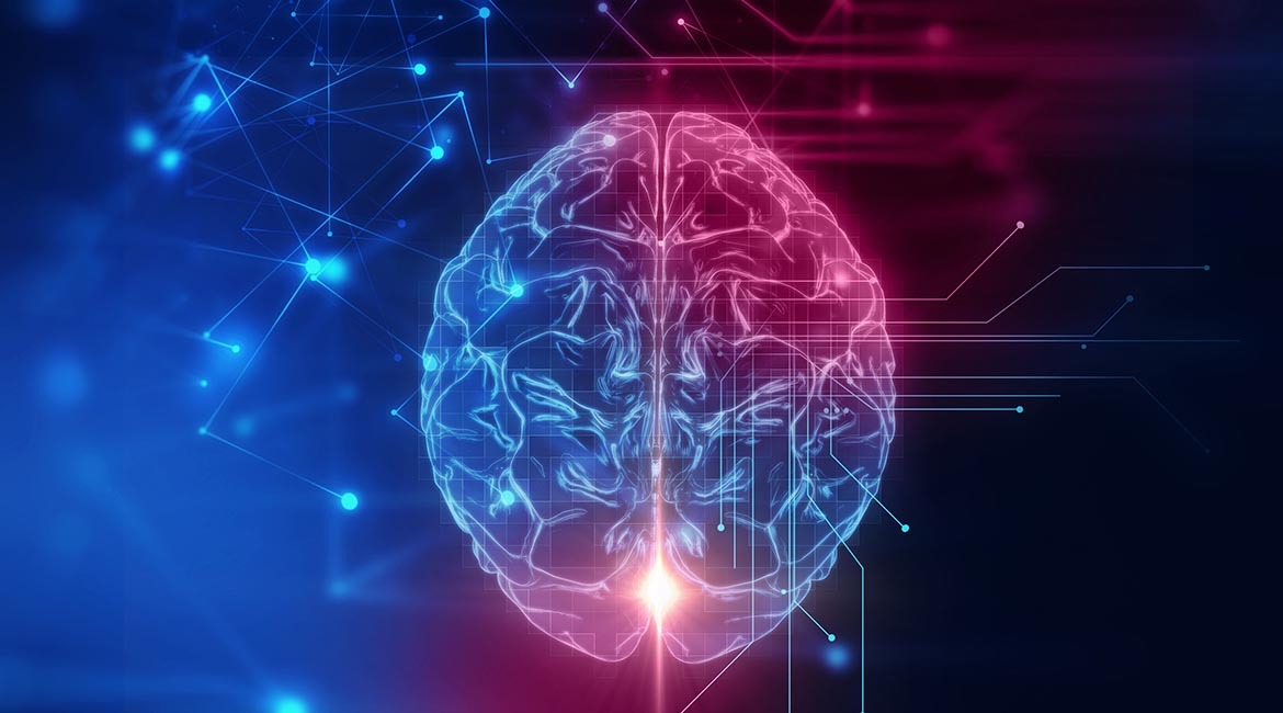 Cerveau numérique et réseaux neuronaux, symbolisant l'intelligence artificielle.
