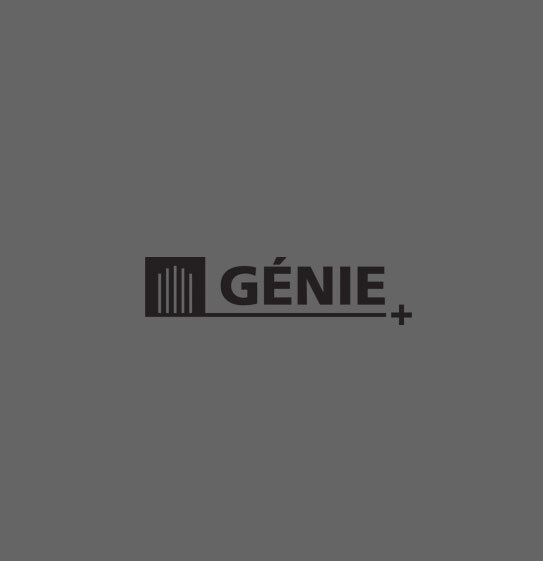 Logo d'une faculté de génie avec design minimaliste et texte "GÉNIE+".