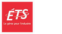 Logo de l'ÉTS avec slogan "Le génie pour l'industrie" en rouge et gris, symbolisant l'innovation et la technologie.