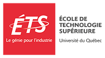 Logo de l'ÉTS, université en génie, avec slogan "Le génie pour l'industrie".