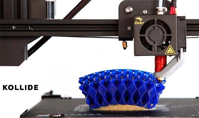 Non-planar 3D printing of the lattice structure from Kollide-ETS