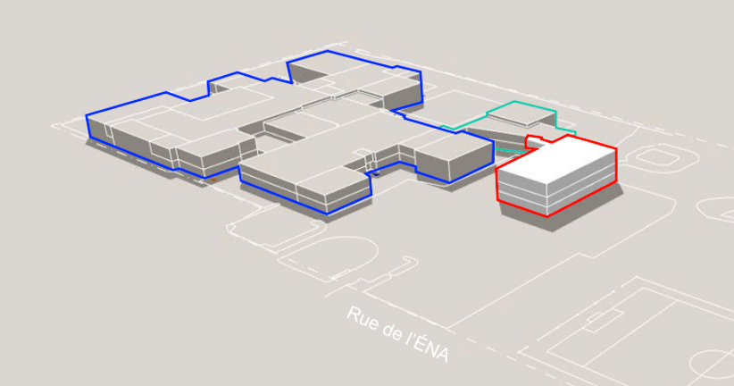 Plan de l'Université en technologie supérieur, mettant en avant les bâtiments colorés pour une meilleure orientation sur le site.