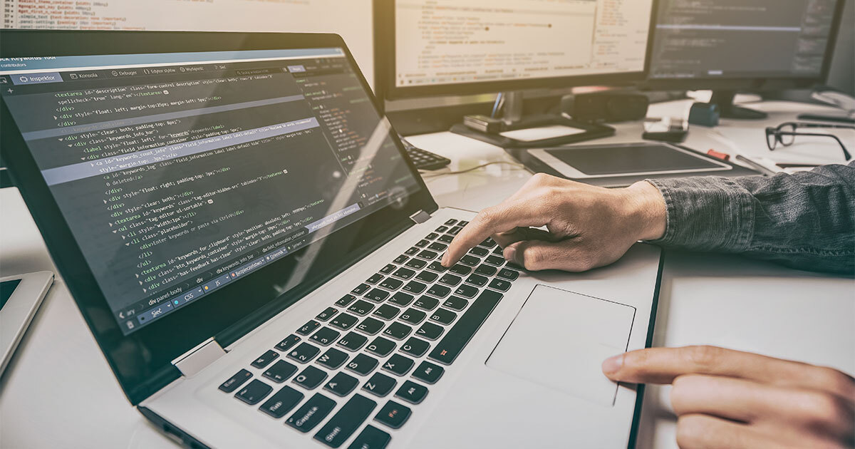 Developer working on a code