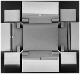 Représentation d'une structure microélectronique, illustrant des composants complexes de haute technologie.