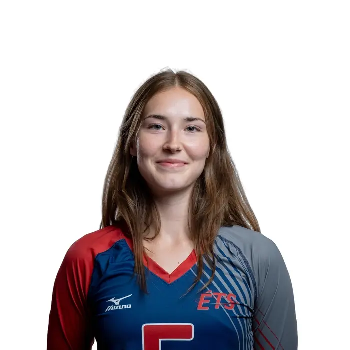 Étudiante à l'ETS, membre de l'équipe de volleyball, affichant un sourire et prête à relever de nouveaux défis sportifs.