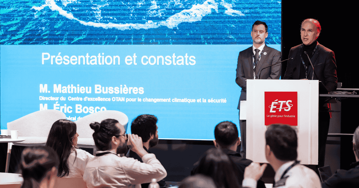 Conférence sur le changement climatique, présentée par M. Mathieu Bussières devant un auditoire engagé à l'ÉTS.