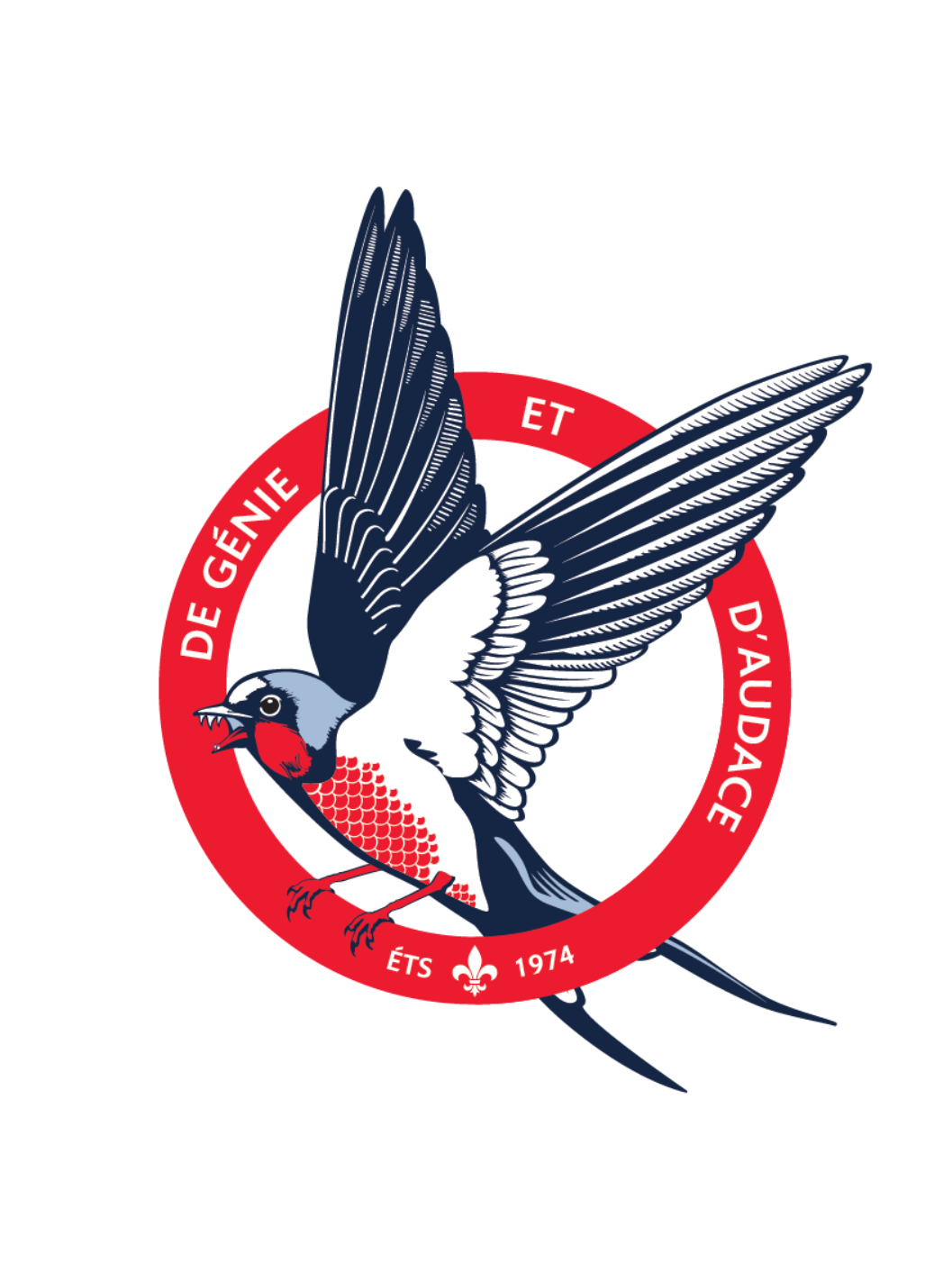 Logo de l'Université, symbolisant l'ingéniosité et l'audace, avec un oiseau stylisé représentant l'esprit innovant de l'établissement.