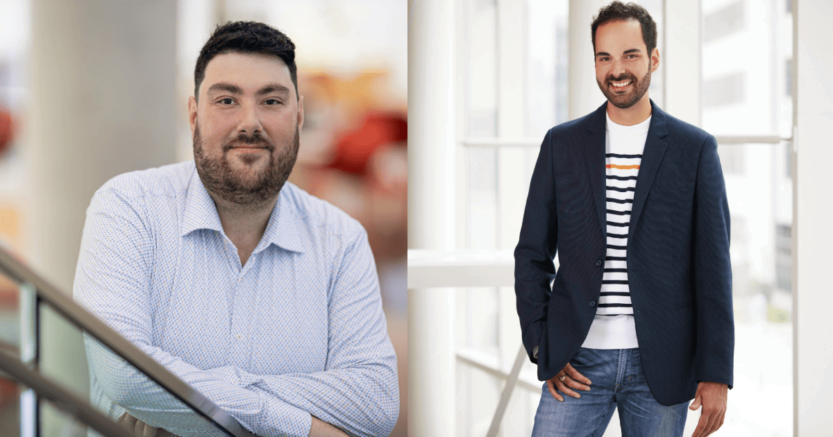 Two professionals showcasing confidence and style in a modern, bright environment, reflecting a culture of innovation in technology.