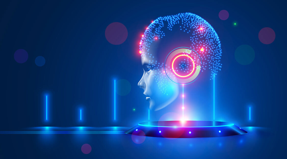 Profil numérique de tête humaine, concept d'intelligence artificielle et de technologie futuriste.