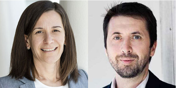 Deux professionnels souriants, illustrant l'engagement et l'expertise dans le domaine de la technologie et de l'éducation supérieure.
