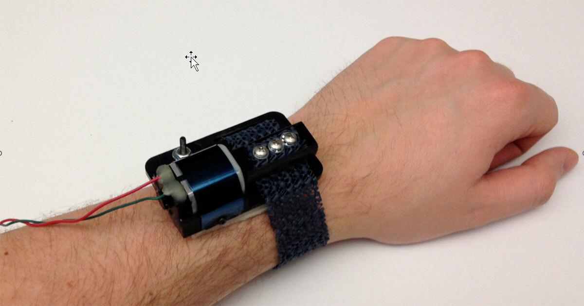 A wearable device featuring a motor and sensors, designed for technology innovation and experimentation in robotics.