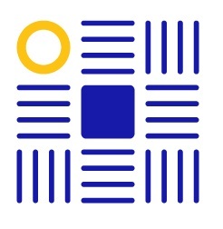 Modern and minimalistic graphic design, combining geometric shapes and bright colors, symbolizing innovation in technology.