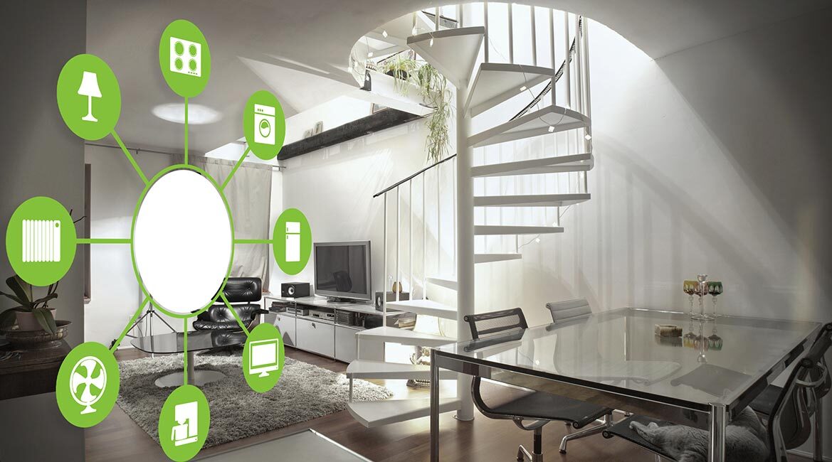 Concept de maison intelligente avec dispositifs connectés pour un quotidien simplifié.