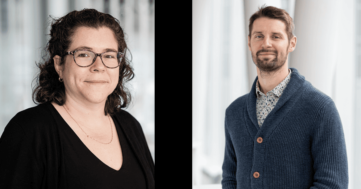 Portraits de deux chercheurs de l'Université en technologie supérieure, affichant professionnalisme dans un cadre moderne.