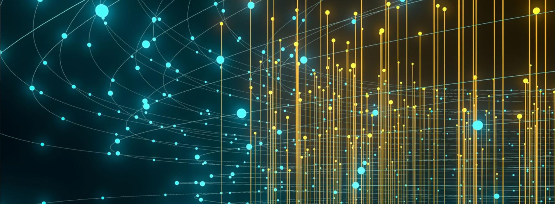 Réseaux de données interconnectés, illustrant l'innovation technologique et les avancées en intelligence artificielle.