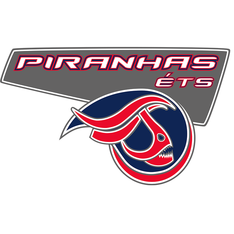 Logo dynamique des Piranhas de l'ÉTS, symbole de l'esprit compétitif et de l'engagement étudiant dans le sport.