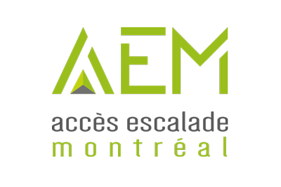 Logo d'Accès Escalade Montréal, symbolisant l'engagement envers l'escalade et l'accessibilité à ce sport à Montréal.