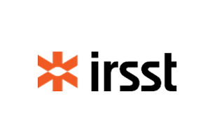 Logo de l'IRSST, symbolisant la recherche en santé et sécurité au travail, intégrant innovation et expertise technologique.