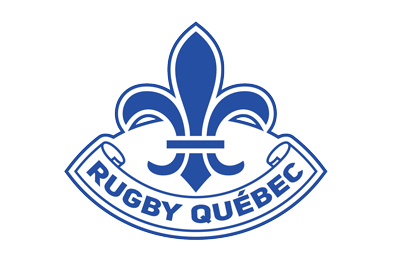 Logo représentant Rugby Québec avec un symbole de fleur de lys, illustrant la passion pour le rugby dans la province.