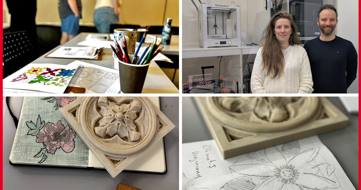 Creative workshop combining drawing and 3D printing, highlighting inspiring and collaborative artistic projects.