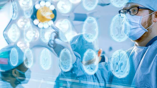 Medical professionals engaging with advanced technology for diagnostics and patient care.