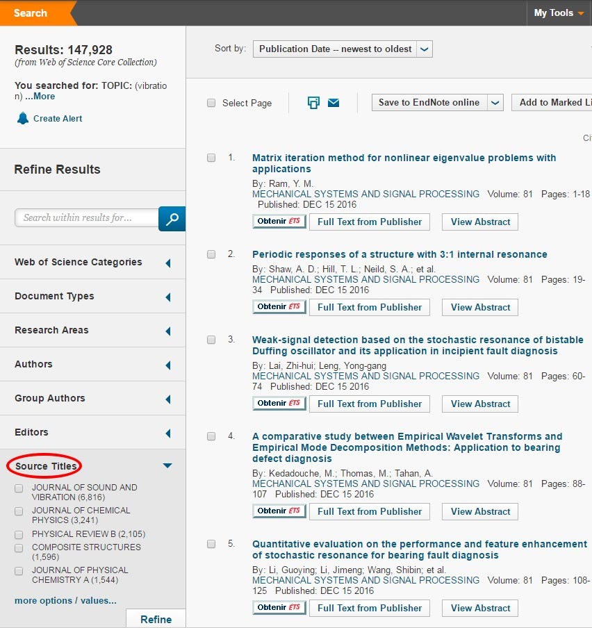 Portail de recherche académique avec 147,928 résultats sur la vibration en mécanique.