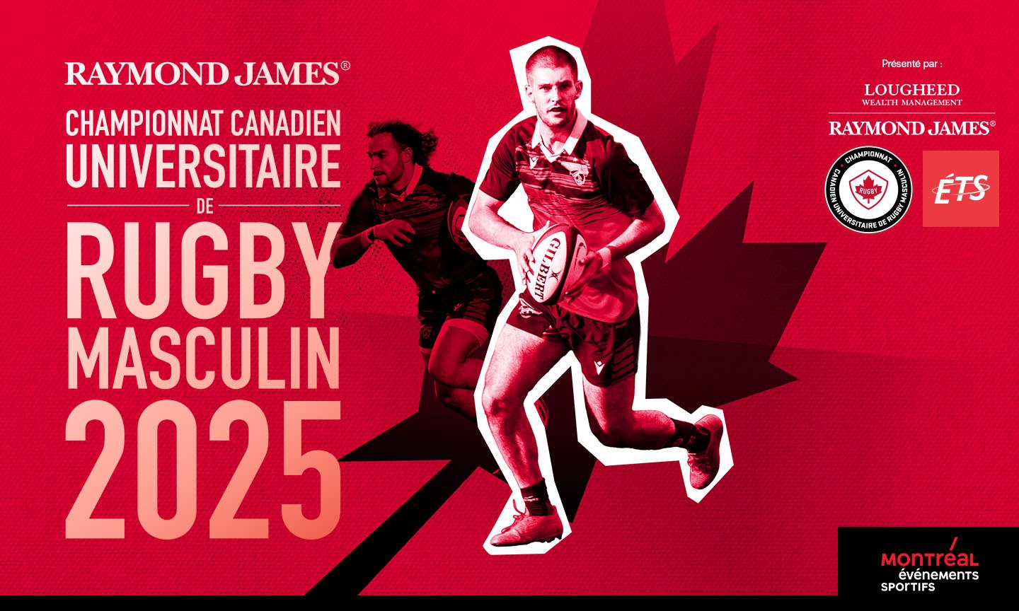 Canadian University Men's Rugby Championship 2025, featuring vibrant visuals and dynamic athlete action.