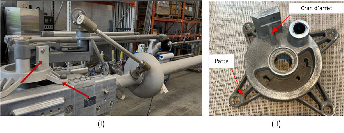 Deux composants techniques montrant des détails importants pour leur fonctionnement et leur installation. Identification des pièces essentielles.