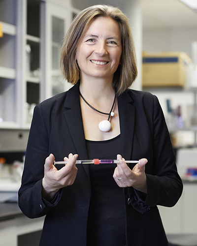 Sophie Lerouge dans son laboratoire.