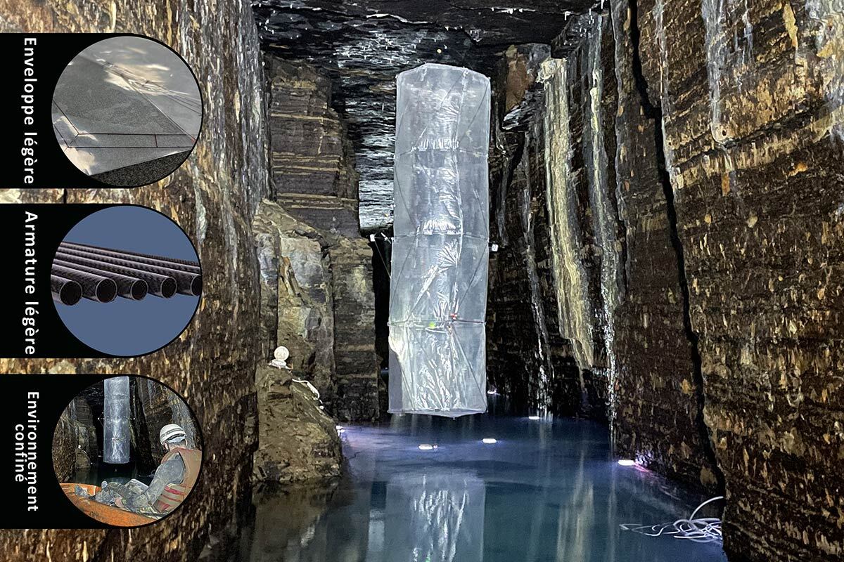 Exploration d'un environnement confiné avec des technologies légères pour construction et armature, montrant innovation et recherche.